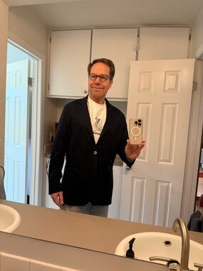 Men's cotton stretch, jersey, blazer.